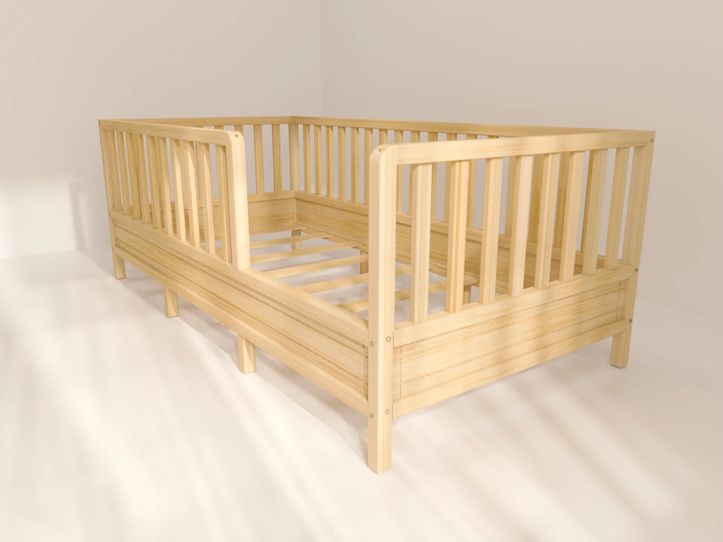 Bodenbett mit Rausfallschutz 90x200