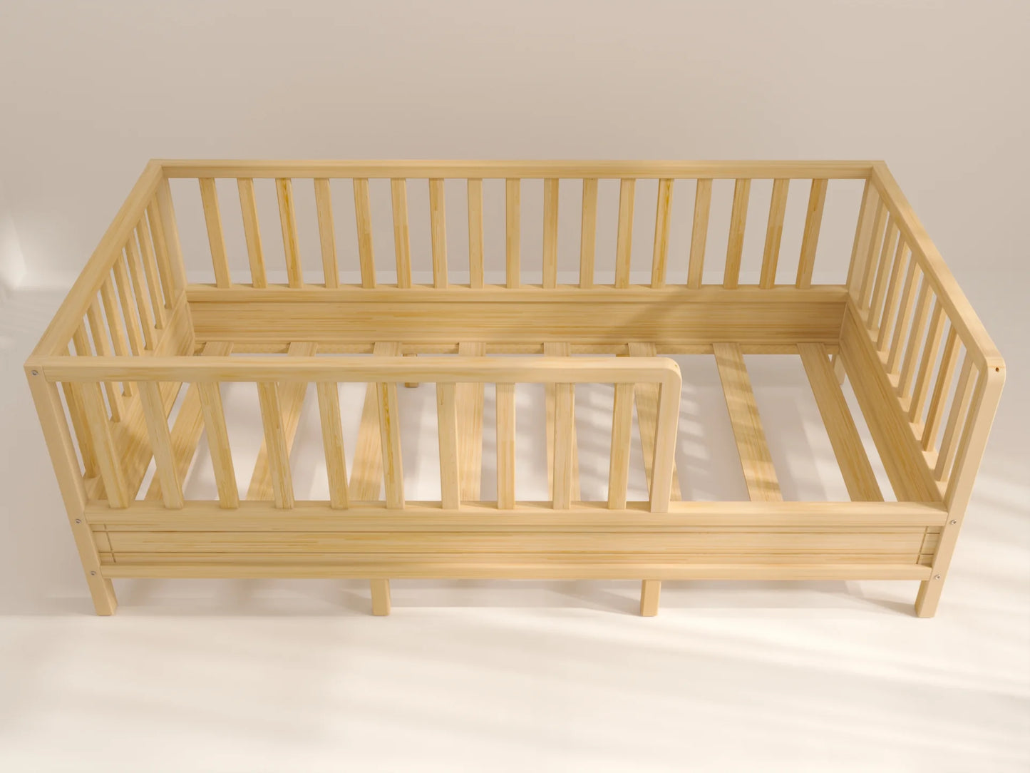 Bodenbett mit Rausfallschutz 90x200