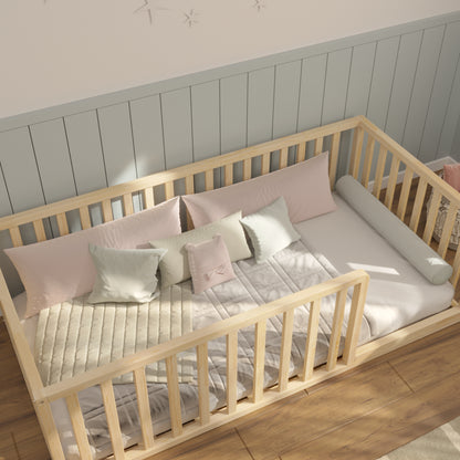 Montessori Bodenbett 200x200 mit Rausfallschutz